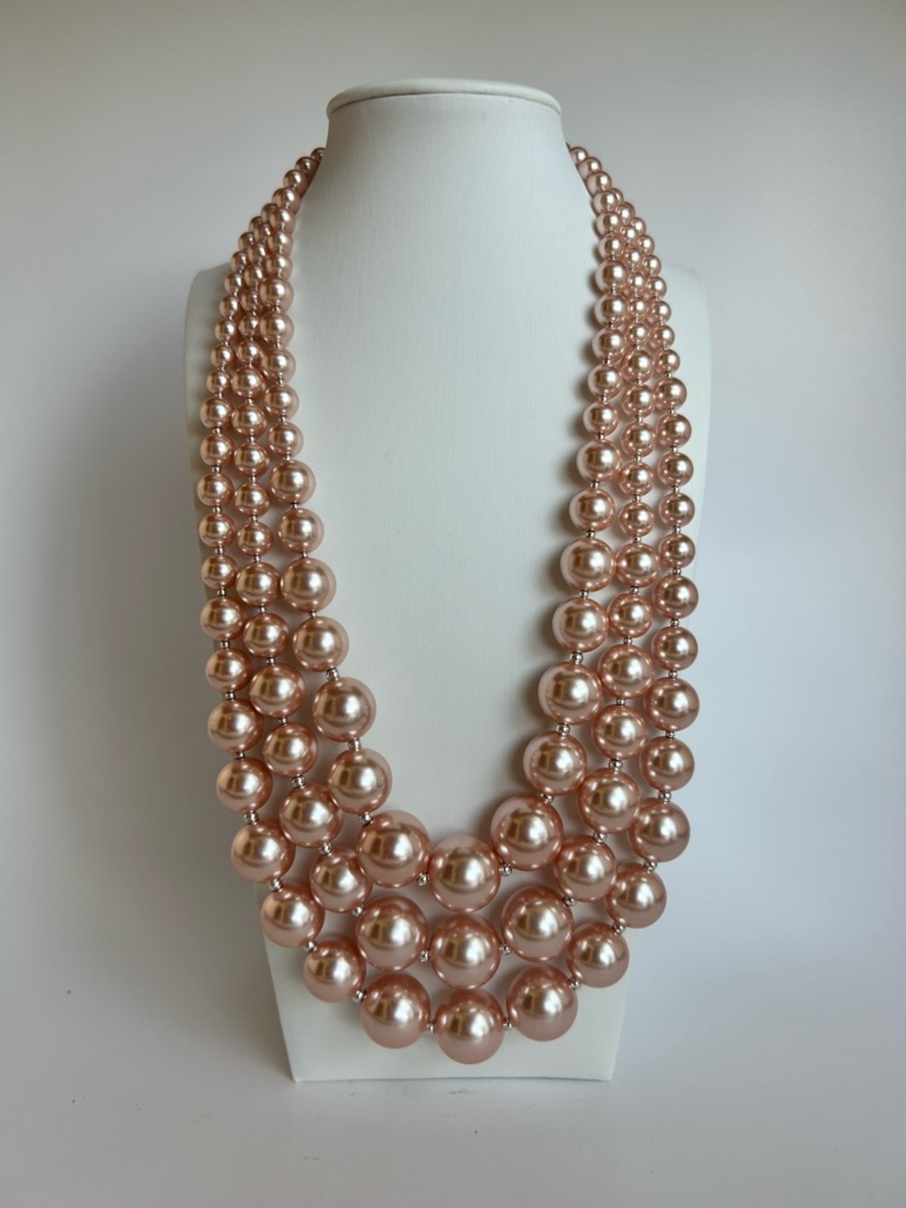 Charter Club Imitation Pearl Three-Row Collar Pink Necklace